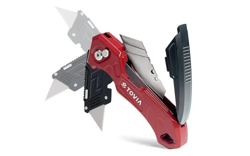 T TOVIA Klappmesser, auswechselbares Universalmesser für Kabelkartons, Kartons, Schneidegriff, Messerklingen, Outdoor-Handwerkzeug