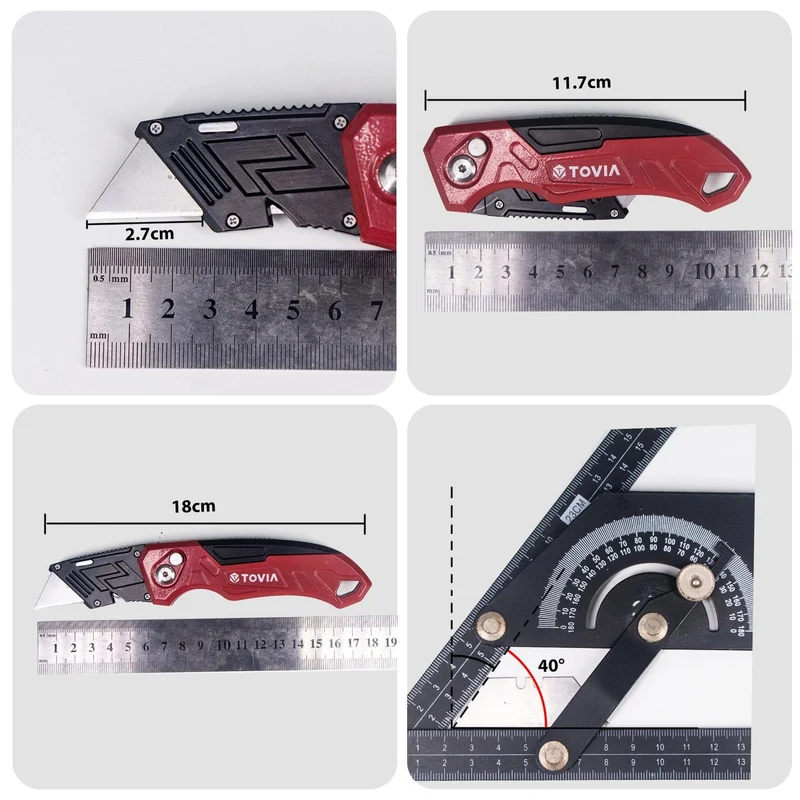 T TOVIA Klappmesser, auswechselbares Universalmesser für Kabelkartons, Kartons, Schneidegriff, Messerklingen, Outdoor-Handwerkzeug