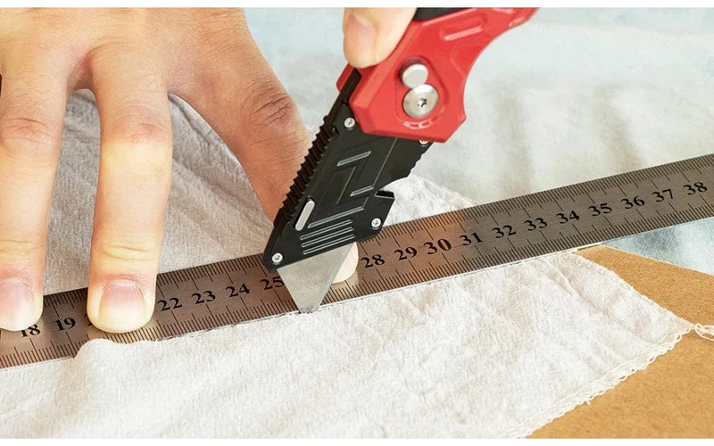 T TOVIA Klappmesser, auswechselbares Universalmesser für Kabelkartons, Kartons, Schneidegriff, Messerklingen, Outdoor-Handwerkzeug