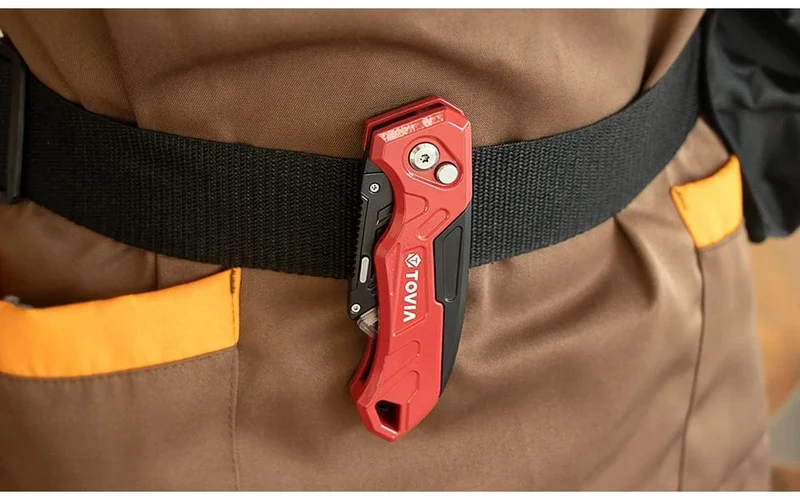 T TOVIA Klappmesser, auswechselbares Universalmesser für Kabelkartons, Kartons, Schneidegriff, Messerklingen, Outdoor-Handwerkzeug