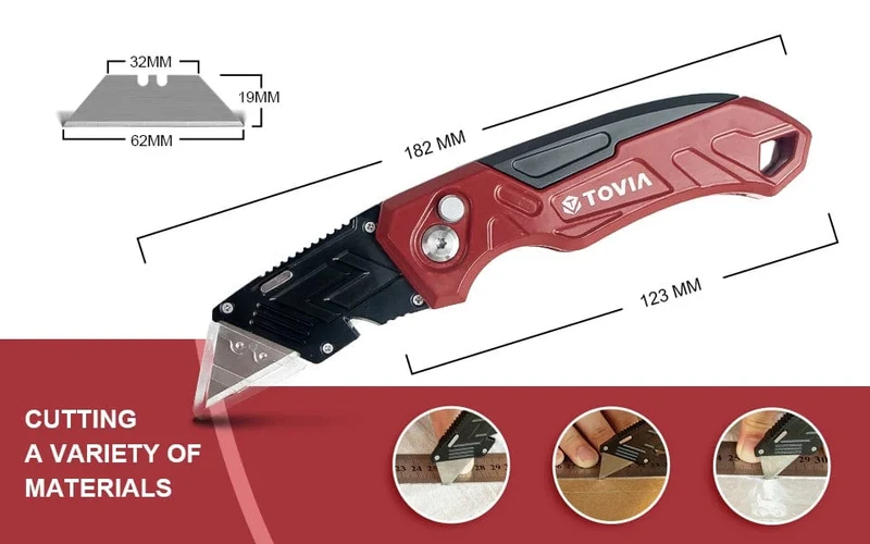 T TOVIA Klappmesser, auswechselbares Universalmesser für Kabelkartons, Kartons, Schneidegriff, Messerklingen, Outdoor-Handwerkzeug