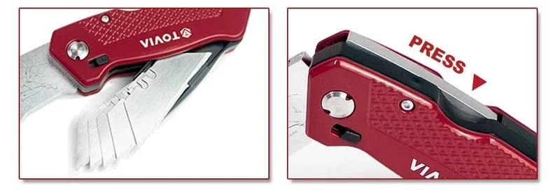 T TOVIA Klappmesser, auswechselbares Universalmesser für Kabelkartons, Kartons, Schneidegriff, Messerklingen, Outdoor-Handwerkzeug