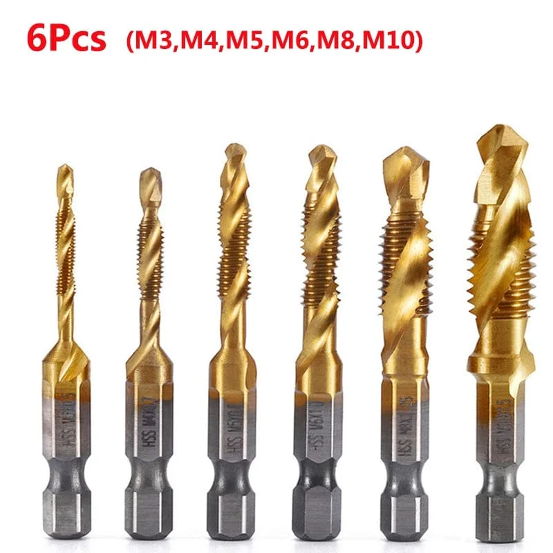 Sechskantschaft, titanbeschichtet, HSS-Gewindebohrer, metrisch, Gewindebohrer, Schraubenmaschine, Verbundgewindebohrer, M3, M4, M5, M6, M8, M10, Handwerkzeuge
