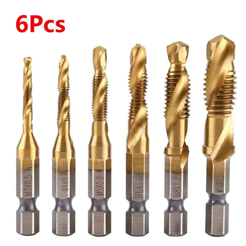 Sechskantschaft, titanbeschichtet, HSS-Gewindebohrer, metrisch, Gewindebohrer, Schraubenmaschine, Verbundgewindebohrer, M3, M4, M5, M6, M8, M10, Handwerkzeuge