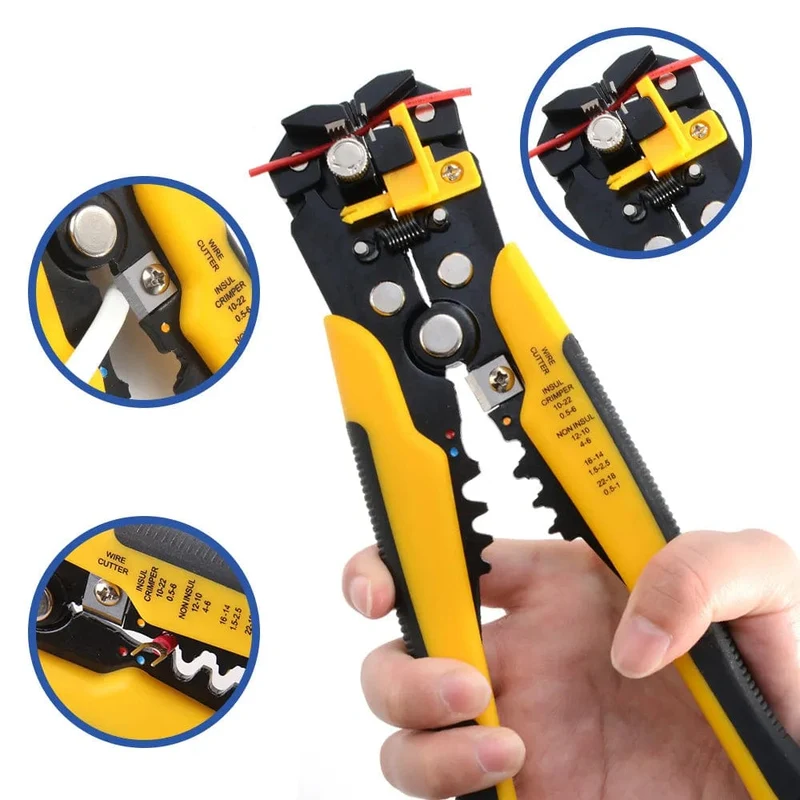 Crimper-Kabelschneider, einstellbar, automatischer Abisolierer, multifunktionale Abisolier-Crimpzange, Terminal-Handwerkzeug