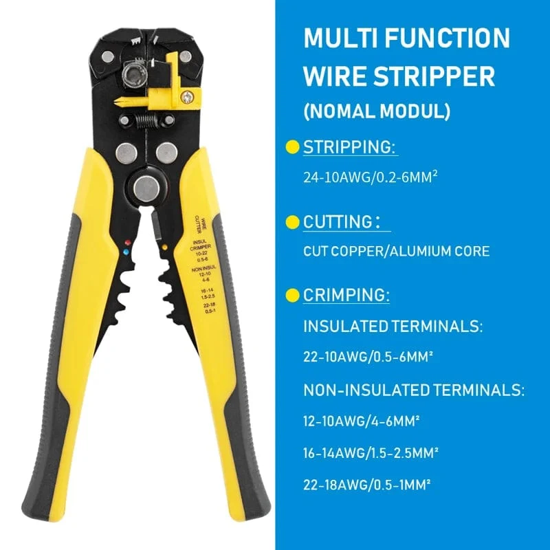 Crimper-Kabelschneider, einstellbar, automatischer Abisolierer, multifunktionale Abisolier-Crimpzange, Terminal-Handwerkzeug