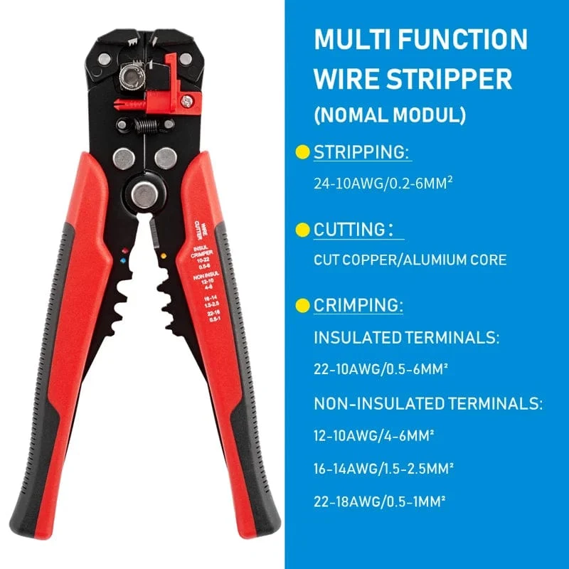 Crimper-Kabelschneider, einstellbar, automatischer Abisolierer, multifunktionale Abisolier-Crimpzange, Terminal-Handwerkzeug