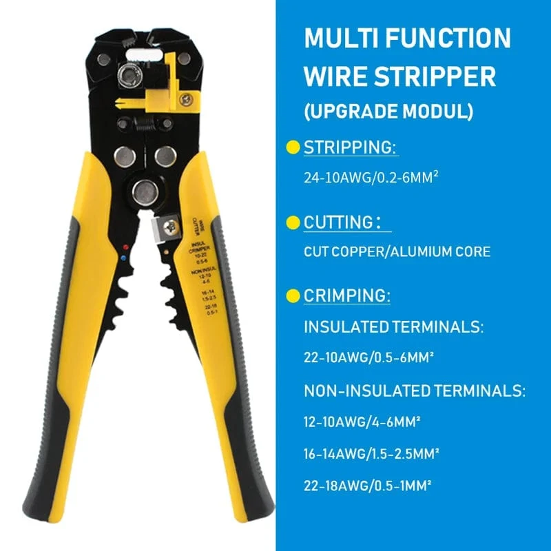 Crimper-Kabelschneider, einstellbar, automatischer Abisolierer, multifunktionale Abisolier-Crimpzange, Terminal-Handwerkzeug