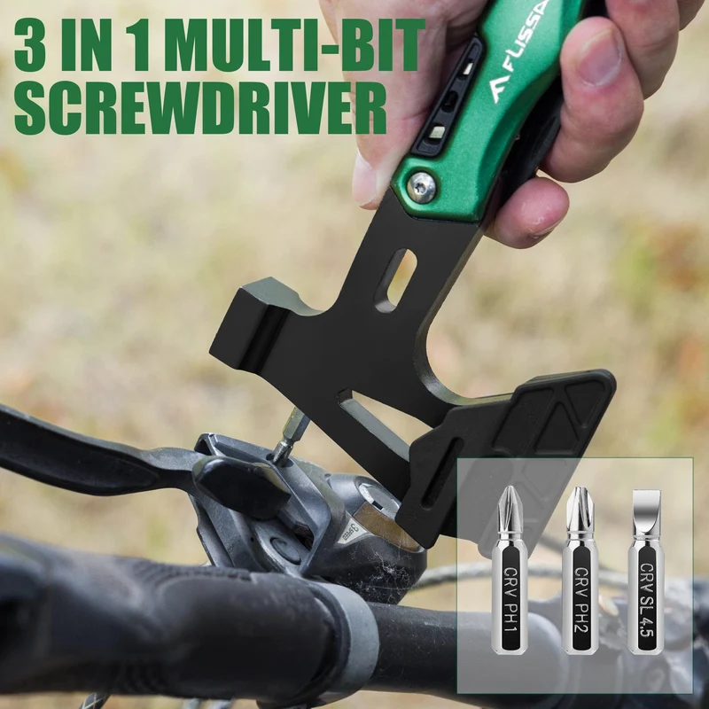FLISSA 14 in 1 Multitool, Campingbeil mit Scheide, Multifunktionsaxt mit LED-Licht, Camping-Holzbearbeitung, Outdoor-Survival-Tool