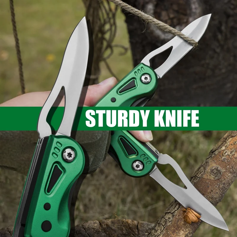 FLISSA 14 in 1 Multitool, Campingbeil mit Scheide, Multifunktionsaxt mit LED-Licht, Camping-Holzbearbeitung, Outdoor-Survival-Tool