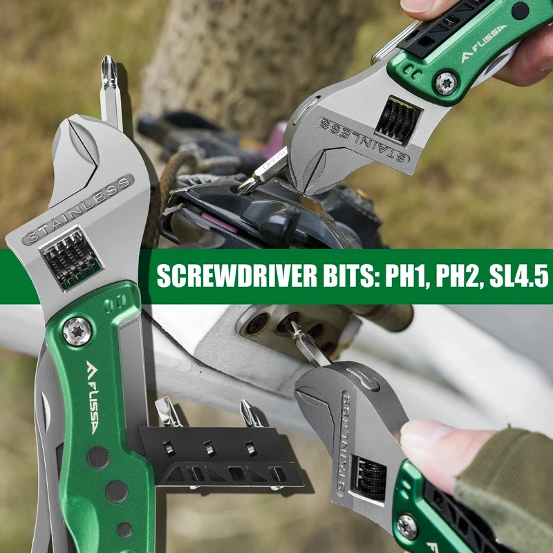 FLISSA 14 in 1 Multitool, Campingbeil mit Scheide, Multifunktionsaxt mit LED-Licht, Camping-Holzbearbeitung, Outdoor-Survival-Tool
