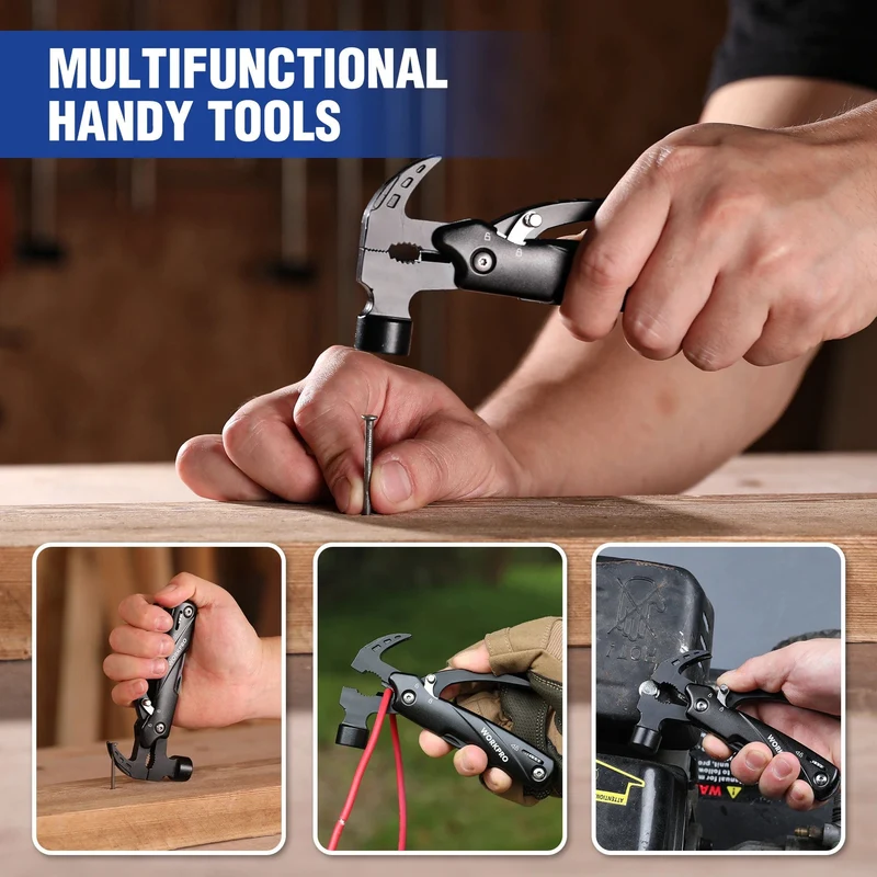 FLISSA 14 in 1 Multitool, Campingbeil mit Scheide, Multifunktionsaxt mit LED-Licht, Camping-Holzbearbeitung, Outdoor-Survival-Tool