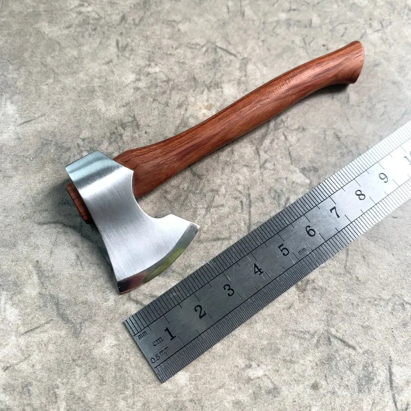 11 cm Edelstahl Mini Axt Holzgriff Feststehendes Messer EDC Outdoor Camping Utility Taschenmesser Handwerkzeug zum Überleben
