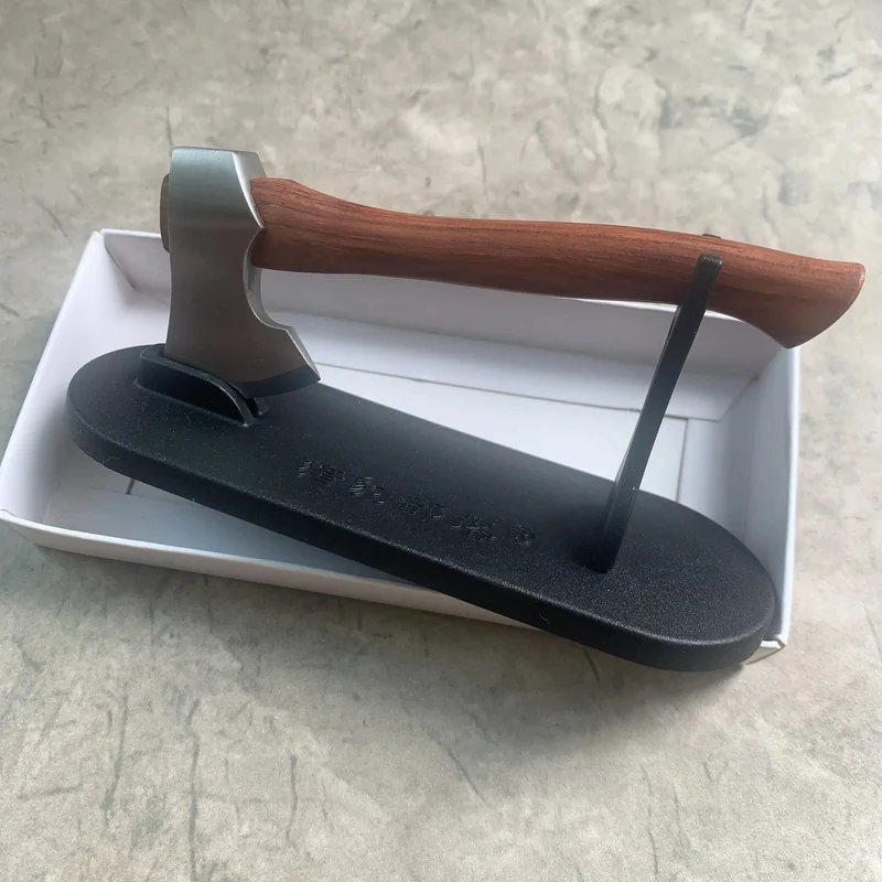 11 cm Edelstahl Mini Axt Holzgriff Feststehendes Messer EDC Outdoor Camping Utility Taschenmesser Handwerkzeug zum Überleben