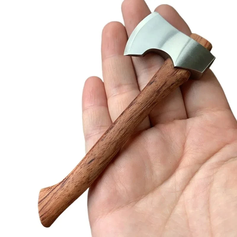 Edelstahl Mini Berg Axt Holzgriff Outdoor Camping Utility Tasche EDC Feste Klinge Messer Handwerkzeuge Für Überleben