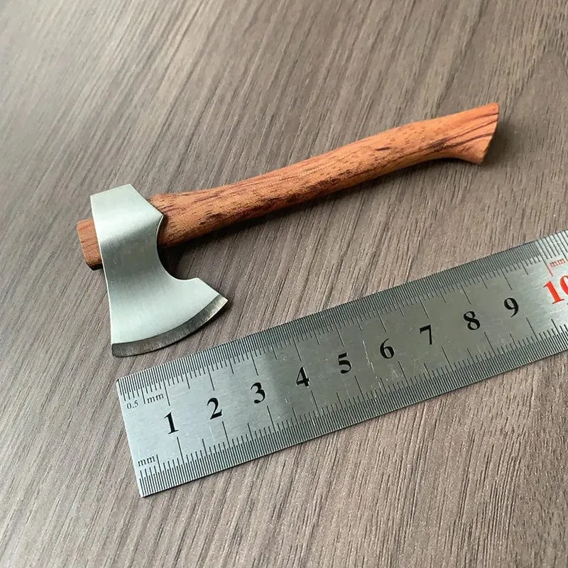 Edelstahl Mini Berg Axt Holzgriff Outdoor Camping Utility Tasche EDC Feste Klinge Messer Handwerkzeuge Für Überleben