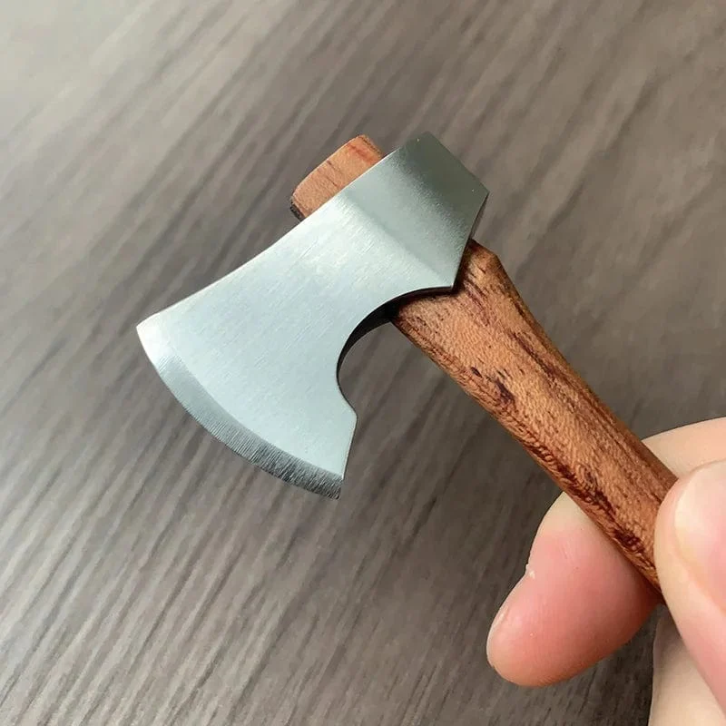Edelstahl Mini Berg Axt Holzgriff Outdoor Camping Utility Tasche EDC Feste Klinge Messer Handwerkzeuge Für Überleben