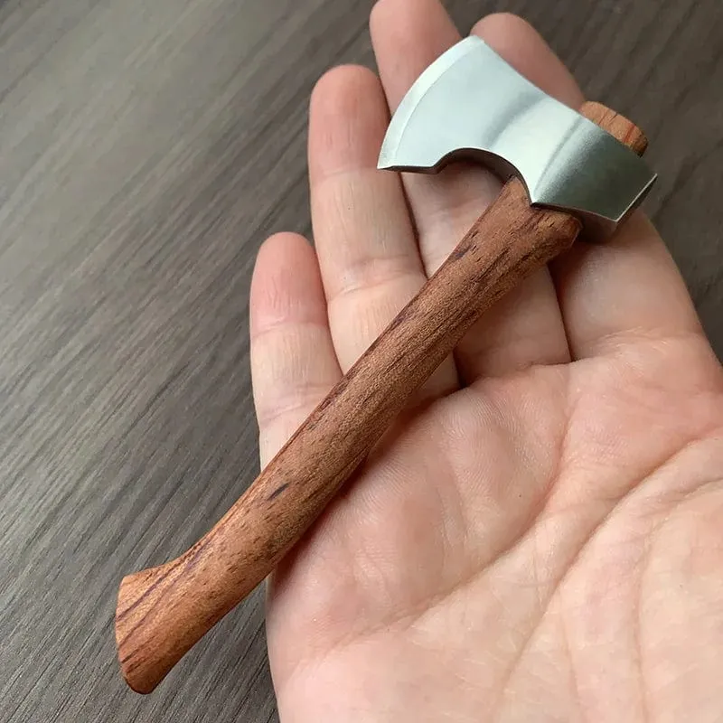 Edelstahl Mini Berg Axt Holzgriff Outdoor Camping Utility Tasche EDC Feste Klinge Messer Handwerkzeuge Für Überleben