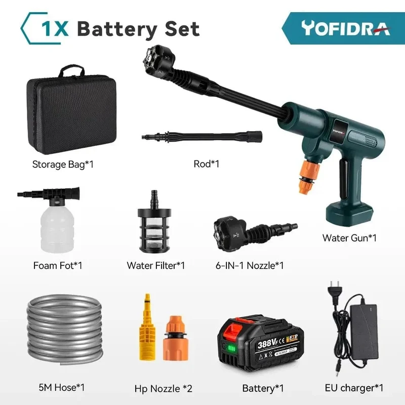3500W 200Bar bürstenlose Hochdruck-Autowaschpistole 6-in-1-Schaumgenerator-Reinigungsmaschine für Makita 18V-Batterie