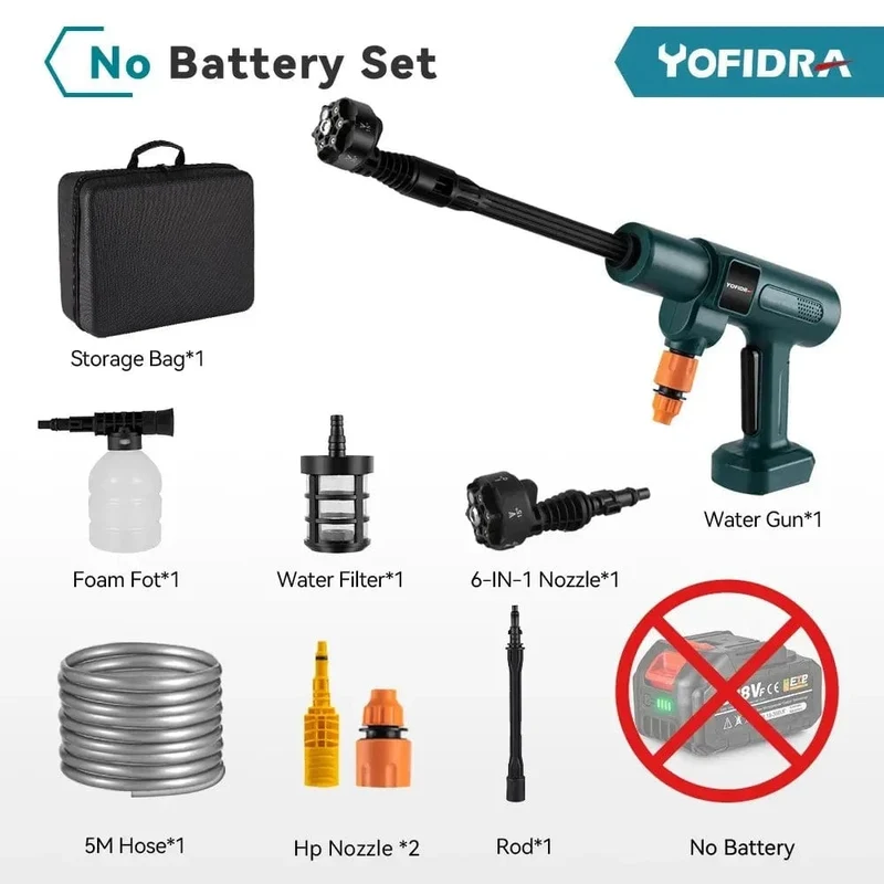 3500W 200Bar bürstenlose Hochdruck-Autowaschpistole 6-in-1-Schaumgenerator-Reinigungsmaschine für Makita 18V-Batterie