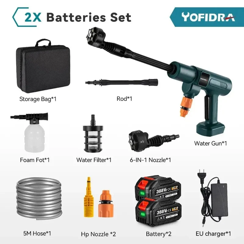 3500W 200Bar bürstenlose Hochdruck-Autowaschpistole 6-in-1-Schaumgenerator-Reinigungsmaschine für Makita 18V-Batterie