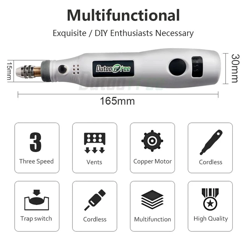 3-Gang-USB-Kabellos-Rotationswerkzeug Dremel DIY Mini-Bohrmaschine Gravierstift Elektrischer USB-Mini-Kabellos-Bohrer mit Zubehör-Set