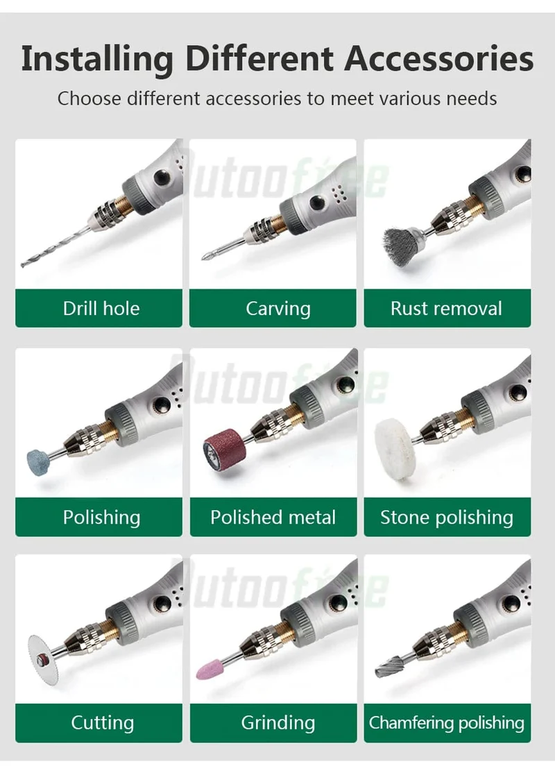 3-Gang-USB-Kabellos-Rotationswerkzeug Dremel DIY Mini-Bohrmaschine Gravierstift Elektrischer USB-Mini-Kabellos-Bohrer mit Zubehör-Set