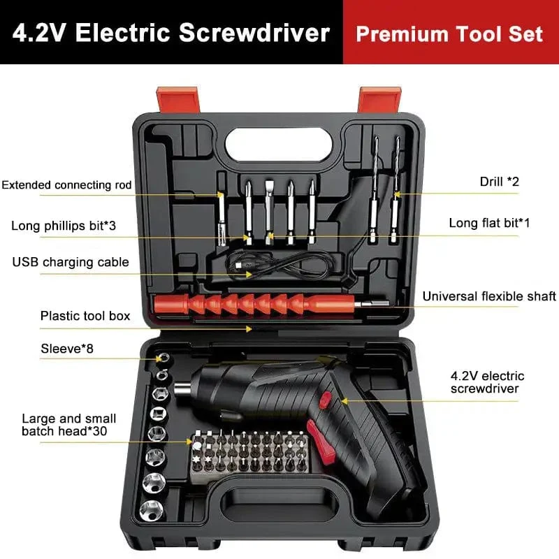 4.2 V Elektrische Bohrmaschine Schnurloses Elektrowerkzeug-Set Haushaltswartungsreparatur 1800 mAh Lithiumbatterie Mini-Haushaltsschraubendreher