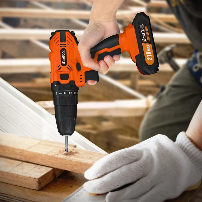 DayPlus 21 V Akku-Bohrmaschine, 3/8 Zoll Handschrauber-Bohrer-Set mit 25+1 Drehmomenteinstellung, 1.5 Ah Lithium-Ionen-Akku und Schnellladegerät