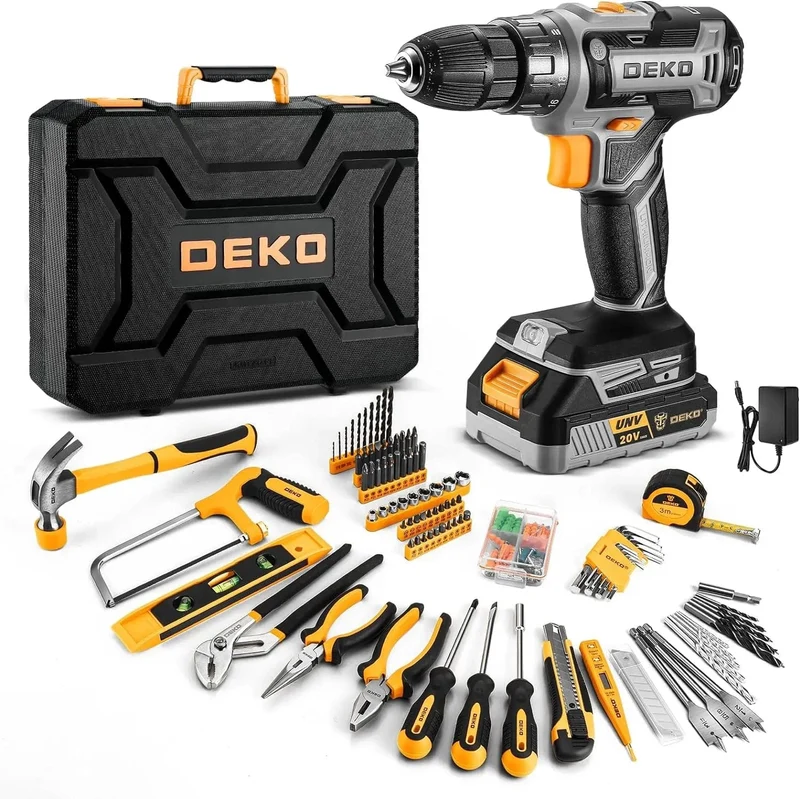 DEKO Akku-Bohrschrauber-Set: 20-V-Bohrmaschine mit Akku-Bohrschrauber