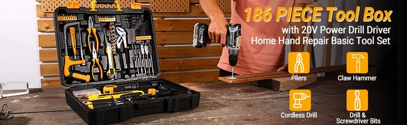 DEKO Akku-Bohrschrauber-Set: 20-V-Bohrmaschine mit Akku-Bohrschrauber