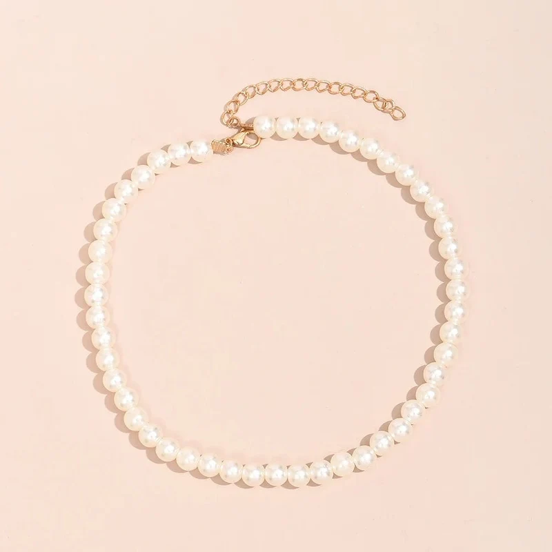 YWZIXLN 2021 Trend Elegante Schmuck Hochzeit Große Perle Halskette Für Frauen Mode Weiß Imitation Perle Halsband Halskette N0179