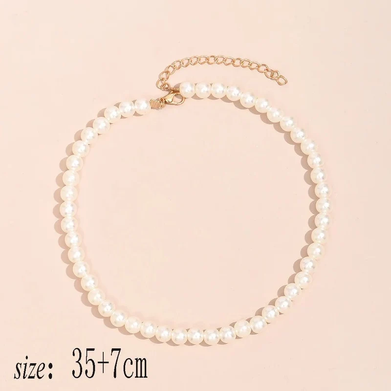 YWZIXLN 2021 Trend Elegante Schmuck Hochzeit Große Perle Halskette Für Frauen Mode Weiß Imitation Perle Halsband Halskette N0179
