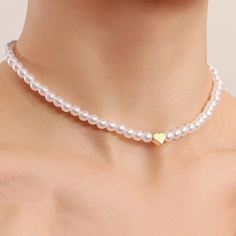 YWZIXLN 2021 Trend Elegante Schmuck Hochzeit Große Perle Halskette Für Frauen Mode Weiß Imitation Perle Halsband Halskette N0179