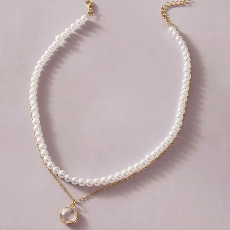 YWZIXLN 2021 Trend Elegante Schmuck Hochzeit Große Perle Halskette Für Frauen Mode Weiß Imitation Perle Halsband Halskette N0179