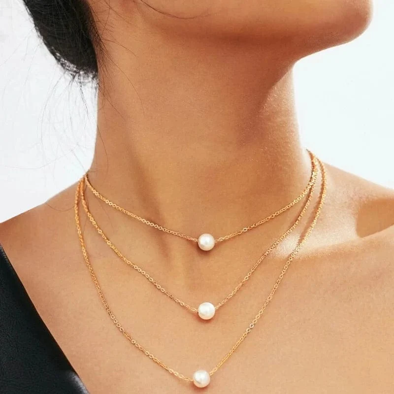 YWZIXLN 2021 Trend Elegante Schmuck Hochzeit Große Perle Halskette Für Frauen Mode Weiß Imitation Perle Halsband Halskette N0179