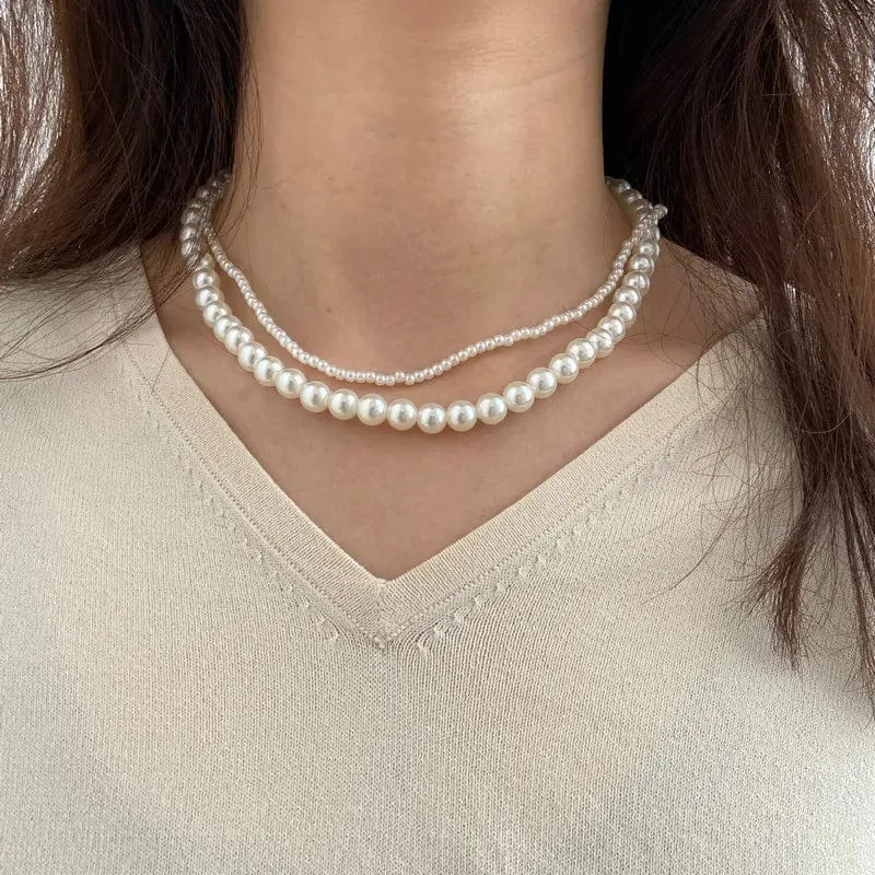 YWZIXLN 2021 Trend Elegante Schmuck Hochzeit Große Perle Halskette Für Frauen Mode Weiß Imitation Perle Halsband Halskette N0179