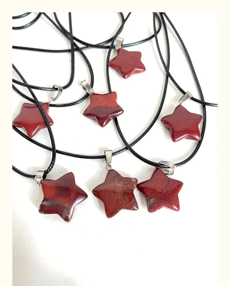 Halskette mit Sechseck-Anhänger aus Naturstein, Kristall, Rosenquarz, Opal, Stern für Frauen, Fluorit, Lapislazuli, Kugelpendel, Trendschmuck, Geschenk