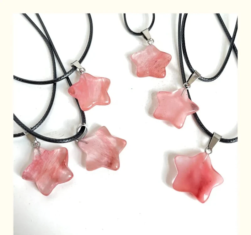 Halskette mit Sechseck-Anhänger aus Naturstein, Kristall, Rosenquarz, Opal, Stern für Frauen, Fluorit, Lapislazuli, Kugelpendel, Trendschmuck, Geschenk