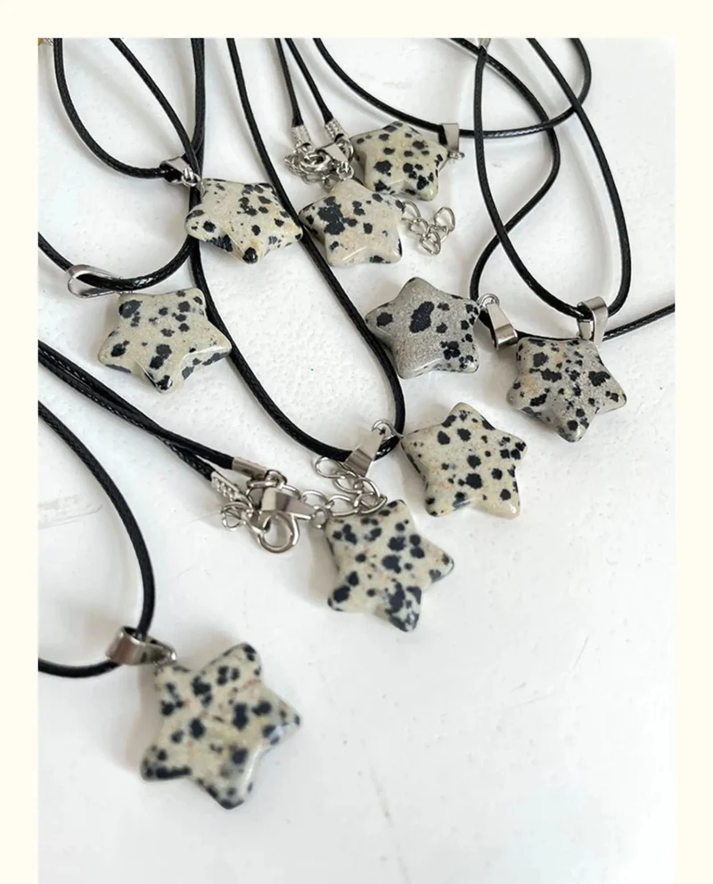 Halskette mit Sechseck-Anhänger aus Naturstein, Kristall, Rosenquarz, Opal, Stern für Frauen, Fluorit, Lapislazuli, Kugelpendel, Trendschmuck, Geschenk