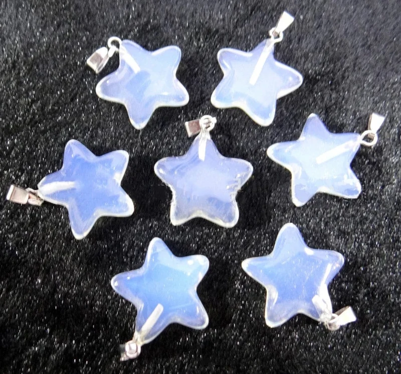 Halskette mit Sechseck-Anhänger aus Naturstein, Kristall, Rosenquarz, Opal, Stern für Frauen, Fluorit, Lapislazuli, Kugelpendel, Trendschmuck, Geschenk