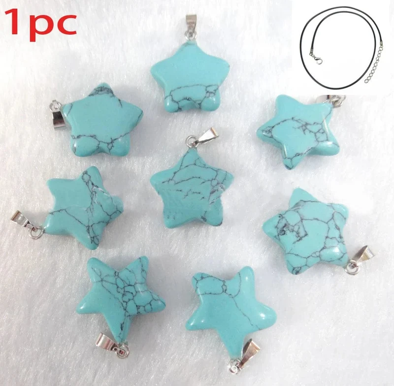 Halskette mit Sechseck-Anhänger aus Naturstein, Kristall, Rosenquarz, Opal, Stern für Frauen, Fluorit, Lapislazuli, Kugelpendel, Trendschmuck, Geschenk