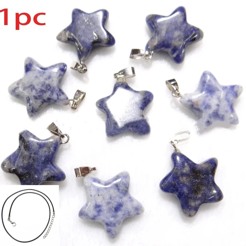 Halskette mit Sechseck-Anhänger aus Naturstein, Kristall, Rosenquarz, Opal, Stern für Frauen, Fluorit, Lapislazuli, Kugelpendel, Trendschmuck, Geschenk
