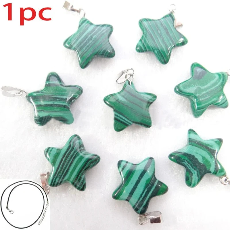 Halskette mit Sechseck-Anhänger aus Naturstein, Kristall, Rosenquarz, Opal, Stern für Frauen, Fluorit, Lapislazuli, Kugelpendel, Trendschmuck, Geschenk