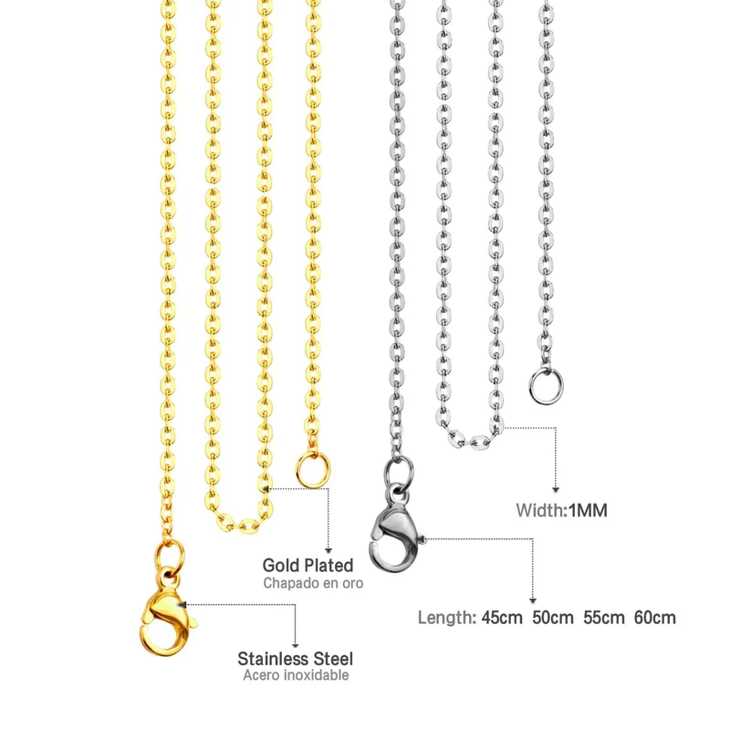 LUXUSTEEL 10 Teile/los Edelstahl Ketten 2mm/1mm O Form Rolo Link Kubanischen Lange Halskette Für Frauen Anhänger DIY Schmuck Großhandel