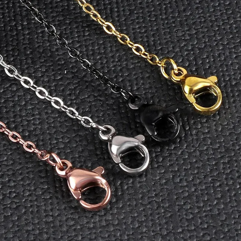 LUXUSTEEL 10 Teile/los Edelstahl Ketten 2mm/1mm O Form Rolo Link Kubanischen Lange Halskette Für Frauen Anhänger DIY Schmuck Großhandel