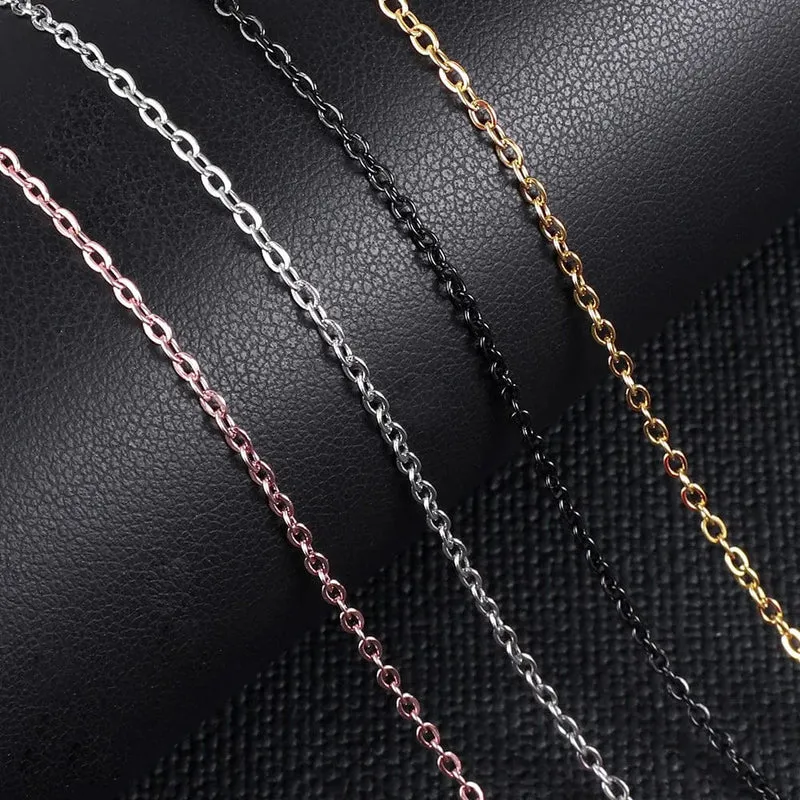 LUXUSTEEL 10 Teile/los Edelstahl Ketten 2mm/1mm O Form Rolo Link Kubanischen Lange Halskette Für Frauen Anhänger DIY Schmuck Großhandel