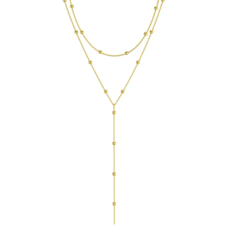 Vergoldete Lasso-Halskette für Damen, doppelte Lasso-Halskette mit langem Tropfenanhänger, modische Geschenke