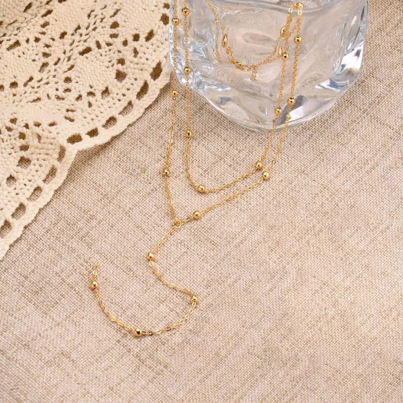 Vergoldete Lasso-Halskette für Damen, doppelte Lasso-Halskette mit langem Tropfenanhänger, modische Geschenke
