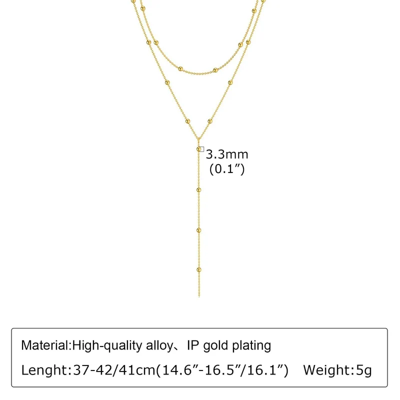 Vergoldete Lasso-Halskette für Damen, doppelte Lasso-Halskette mit langem Tropfenanhänger, modische Geschenke
